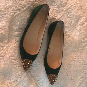Christian Louboutin Green and Gold suede Flats!